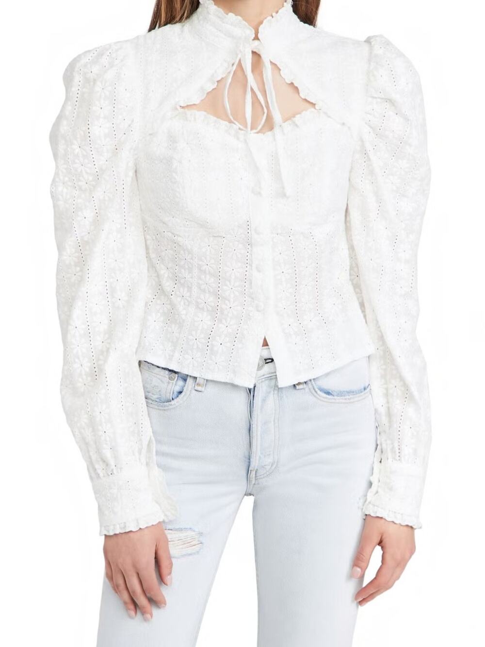 Sister Jane Best Wishes Embroidery Top White Size XS
